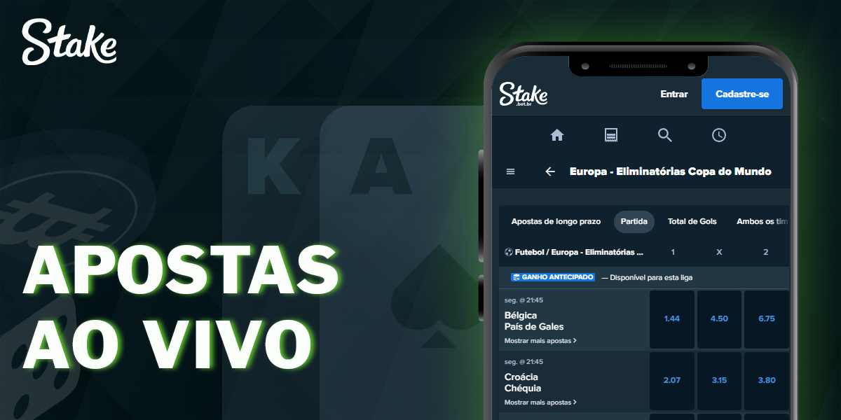 Apostas ao vivo no site de apostas online Stake

