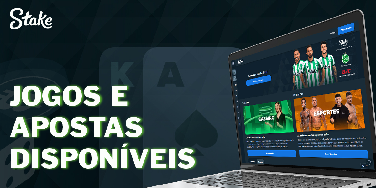 Jogos de casino online e desporto disponíveis na Stake
